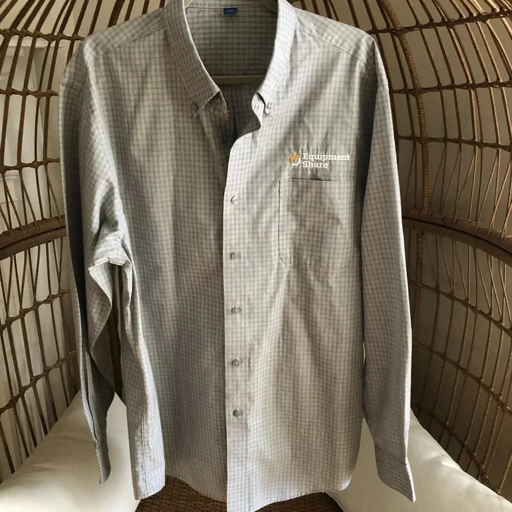 Port Authority grey plaid button down
